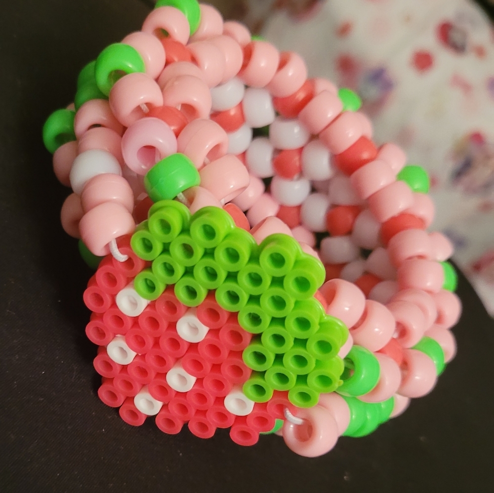 COPY - Strawberry Kandi Cuff rotating perler plur